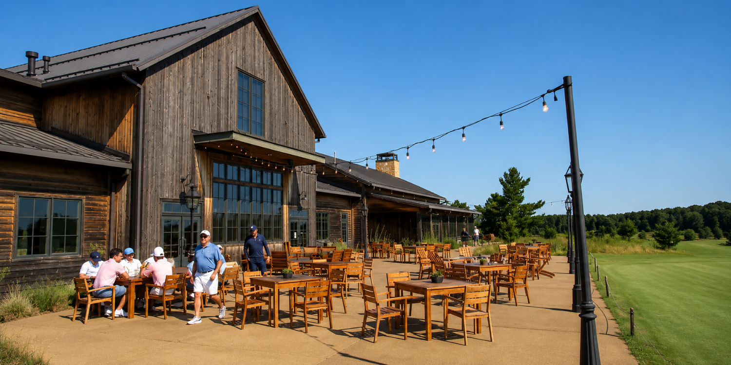 The Mammoth Grill Patio is the ideal spot to hydrate and recall all your best shots of the round.